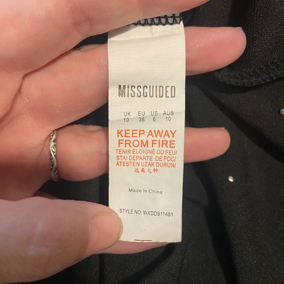 EUC Missguided Navy Blue Dress Gold Embellishments Size 6 - Picture 5 of 5